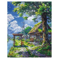 마켓링 장식 diy 명화그리기 페인트 + 붓 세트 30 x 40 cm, 타입1, 1세트