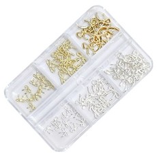 Funny nail 繩結蝴蝶結飾品 6款 x 10入組, 金色 + 銀色, 1個