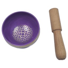 Greenuer 冥想工具 初學者用頌缽套組 8公分, 1套, 紫色 木棒