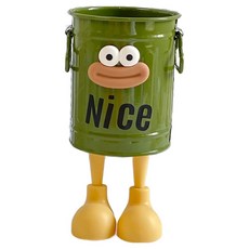 強悍姐姐 可愛角色鐵製筆筒 桌用筆筒 + 支架套組, 1套, 綠色香腸