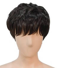 GabalNara 女性自然卷全頂式短假髮 M, 自然黑, 1個