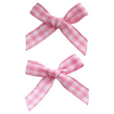 Khohimo 成品格紋緞帶 5W0303, 淺粉紅色, 100個