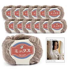 스키얀 스퀘어 패턴 가디건 뜨개KIT 스키 믹스 13p + 도안 세트, 4107번 애쉬그레이, 1세트