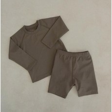 PEEKABOO 兒童素色防曬泳衣上衣 + 下身套組, 1個, 卡其色