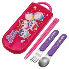 Skater TACC2AG 抗菌三件式餐具 湯匙 + 叉子 + 筷子 + 外盒組, 蠟筆小新 粉紅色, 1套, 湯匙 + 叉子 + 筷子 + 外盒