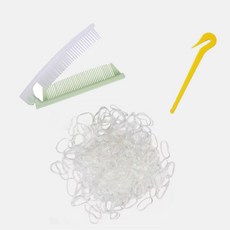 하라로이 여아용 대용량 머리 고무줄 2000p + 휴대용 접이식 헤어빗 + 고무줄 이지컷 세트