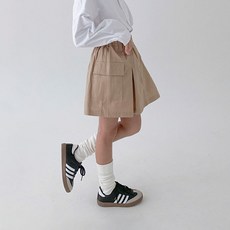 YouIt 女童涼感透氣沙色工裝口袋SK短裙