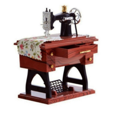 仿真復古縫紉機造型音樂盒, 13.5 x 7.8 x 16cm, 混和顏色, 懷舊擺飾, 發條音樂盒模型