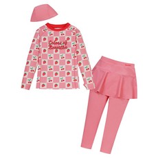 UNITED COLORS OF BENETTON. KIDS 女童款Cherry Berry防曬上衣+泳褲+泳帽組合 QCETP8531PK110