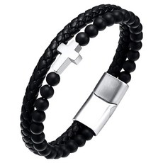 Solsoldamda 瑪瑙 黑瑪瑙 磁扣手鍊 19.1cm, 1個