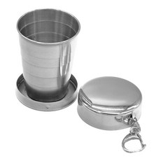 304不鏽鋼伸縮摺疊杯 大, 1個, 銀色
