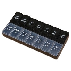 便攜式大號藥盒 黑色 + 透明, 1個