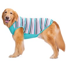 PASTEL PET 中大型犬條紋無袖T恤, 1個, 藍色