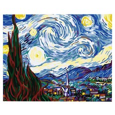 Queen Easy 名畫繪製 DIY 套組 40 x 50 cm, 1套, 文森特·梵谷 星夜