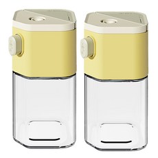 定量調味罐 黃色款 2個 240ml, 定量按壓, 透明罐身, 一罐兩用, 可拆卸清洗