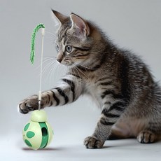 DING DONG PET 貓咪拳擊棒不倒翁零食玩具, 綠色, 1個