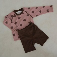 피카부 아동용 초코 래쉬가드 상의 + 하의 세트