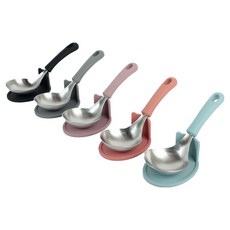 Masi Firenze 矽膠料理匙 + 支架 5件組, 1套, 黑色, 灰色, 紫色, 粉紅色, 藍色