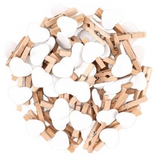 Pick Deal 可愛木夾 50入組, 1套, 白色愛心