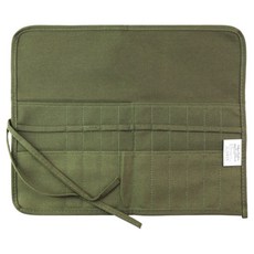 플로우코드 미술 붓 브러쉬 롤업 파우치 카키, 1개