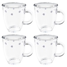 바칠레 강화유리 내열 머그컵 메이릴 375ml, 혼합색상, 4개