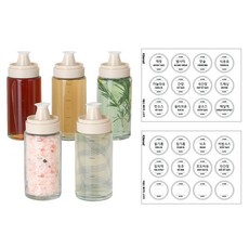 시노글라스 실리콘 오일병 S CAP 블랙 + 라운드 베이직 스티커 24종 세트, 170ml, 1세트