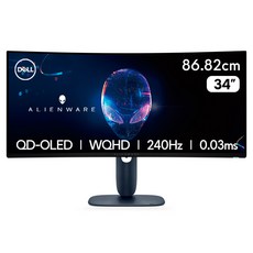 델 WQHD QD-OLED 240Hz 0.03ms 에일리언웨어 게이밍 모니터, 86.82cm, AW3425DW