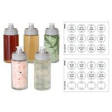 시노글라스 신형 오일병 양념병 그레이 5p + 라운드베이직 스티커 24종 세트, 170ml, 1세트