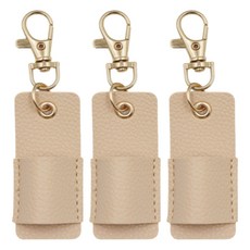 퓨어온 열쇠고리 PU가죽 펜홀더 목걸이 참 5 x 2 cm, 베이지, 3개