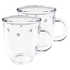 바칠레 강화유리 내열 머그컵 메이릴 375ml, 혼합색상, 2개