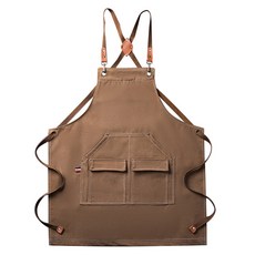 Beaurator La Belle 加厚丹寧帆布生活防水高級圍裙, 1個, 棕色