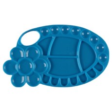 Hataesmall 簡潔素雅水彩調色盤 梅花橢圓形 藍色 24.5 x 15 cm, 1個, 26格