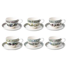 포트메리온 뉴베리에이션 커피잔 T형 6인조 Tea Cup Saucer T 6종 세트 0.2L, A세트, 1세트