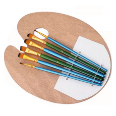 Hataesmall 好整理乾淨木質顏料調色盤 23 x 17 cm + 畫筆6件組合, 1套, 1格