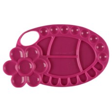 Hataemall 簡潔簡約水彩調色盤 梅花橢圓形 粉紅色 24.5 x 15 cm, 1個, 26格