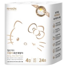韓國 ITC Hello Kitty 可愛乳液4層天然紙漿雙面壓花衛生紙, 22m, 1個, 24捲