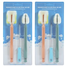 닥터브라운 젖병 젖꼭지 통기시스템 세척용 브러쉬 3종 세트, 2세트, 핑크, 블루, 그린