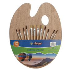 哈泰斯莫 整齊好收納顏料調色盤 23 x 17 cm + 安哥拉毛畫筆 12件組, 1套, 1格