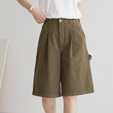andstyle 女款木匠風細褶百慕達牛仔五分褲 264567