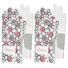 BRENCE 女款Happy Blossom合成皮高爾夫手套 雙手用, 粉紅色, 2組