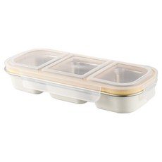 Haru It 304不鏽鋼密封3格配菜便當盒 600ml, 1個, 象牙白