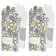 BRENCE 女款Happy Blossom合成皮高爾夫手套 雙手, 黃色, 2套