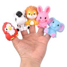 오즈토이 러버 손가락 인형 목욕놀이 SQ22002-6 동물B, 5종, 1세트