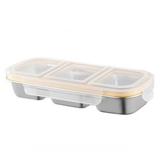304不鏽鋼密封3格小菜便當盒 600ml, 1個, 基礎不銹鋼