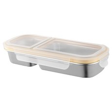 Haru It 304不鏽鋼密封2格配菜便當盒 2格 700ml, 1個, 基礎不銹鋼