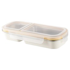 304不鏽鋼密封2格小菜便當盒 700ml, 1個, 象牙白