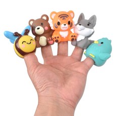 오즈토이 러버 손가락 인형 목욕놀이 SQ22002-5 동물A, 1세트, 5종