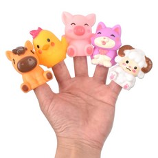 오즈토이 러버 손가락 인형 목욕놀이 SQ22002-4 가축B, 5종, 1세트