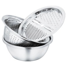 M.v.Eisenberg 3合1不銹鋼多功能碗3件組, 1套, 刨絲器 + 瀝水碗 + 攪拌碗