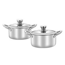 Nordic Kitchen Renli IH不鏽鋼三層複合鍋具兩件組, 銀色, 1套, 雙耳鍋 18cm + 雙耳鍋 20cm